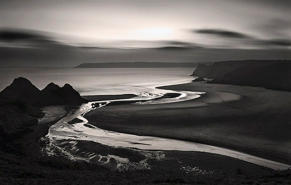 Pennard Pill Three Cliffs - Du a Gwyn / Black and White Images