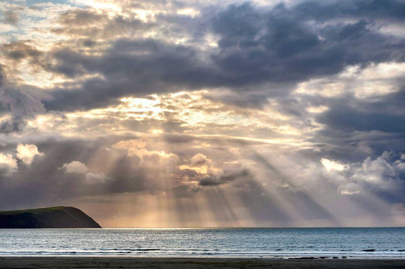 Dinas Head Crepuscular Rays - Newport Pembrokeshire