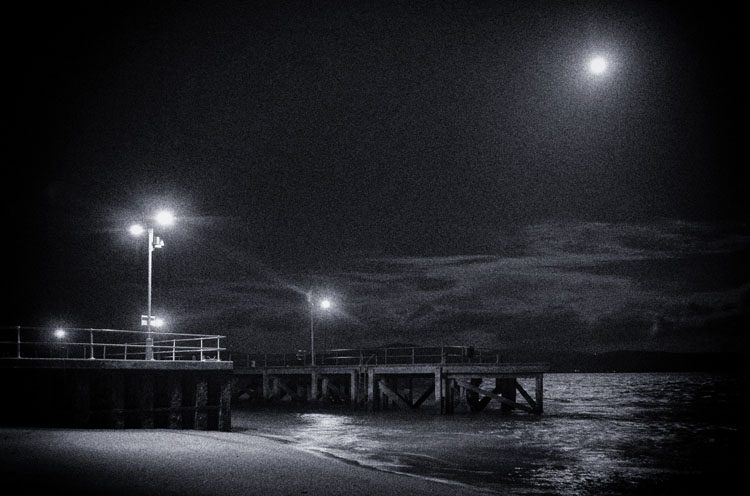 Aberdovey Harbour Lights - Black and White