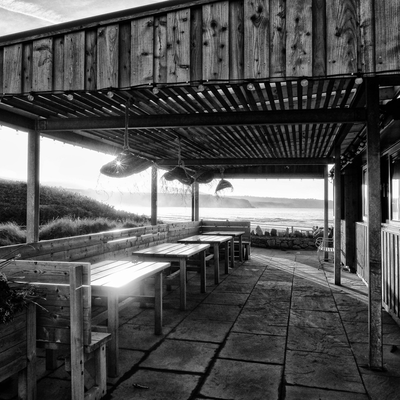 Cafe Newport - Square in Black and White