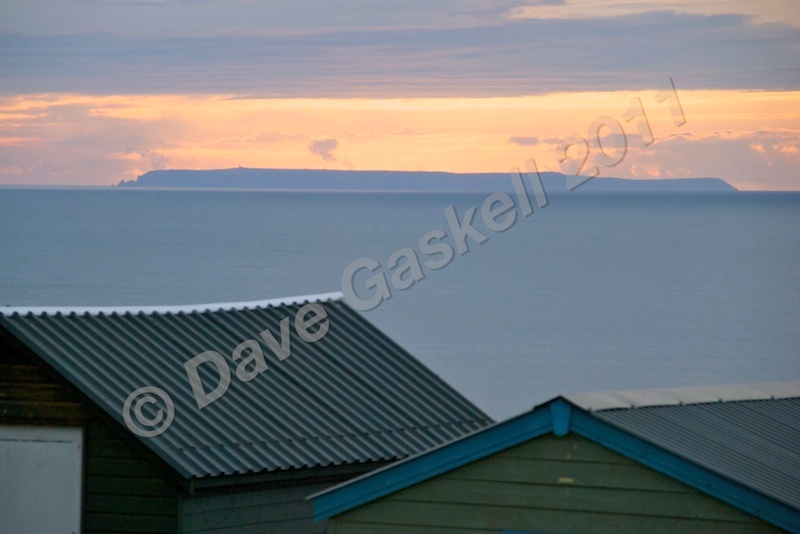 Lundy at Sunset and Beach Huts DSC_5688 - Devon inc. Lundy Island