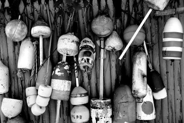 lobster buoys - COASTAL [B&W]