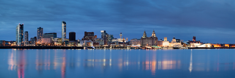 LIVERPOOL SKYLINE REFLECTIONS FROM SEACOMBE - Colour