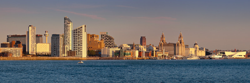 LIVERPOOL SKYLINE AT SUNSET FROM EGREMONT - Liverpool