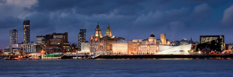 LIVERPOOL SKYLINE AT NIGHT FROM WOODSIDE - Liverpool