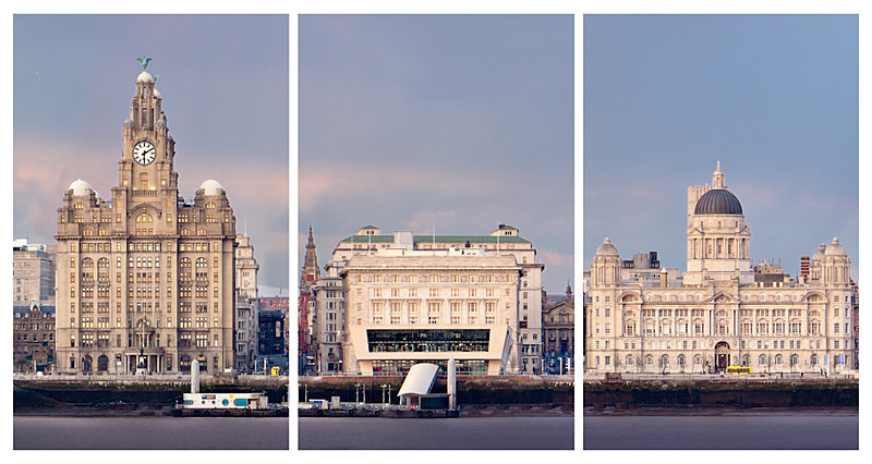 LIVERPOOL PIER HEAD FROM WIRRAL TRIPTYCH - Liverpool