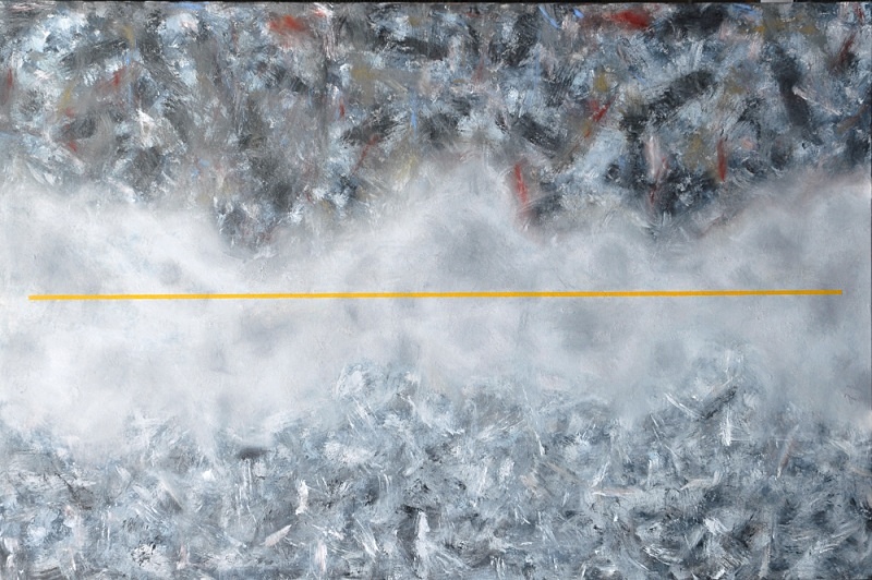 Suspended Yellow Oil on cotton Duck 72in x 48in - Abstract