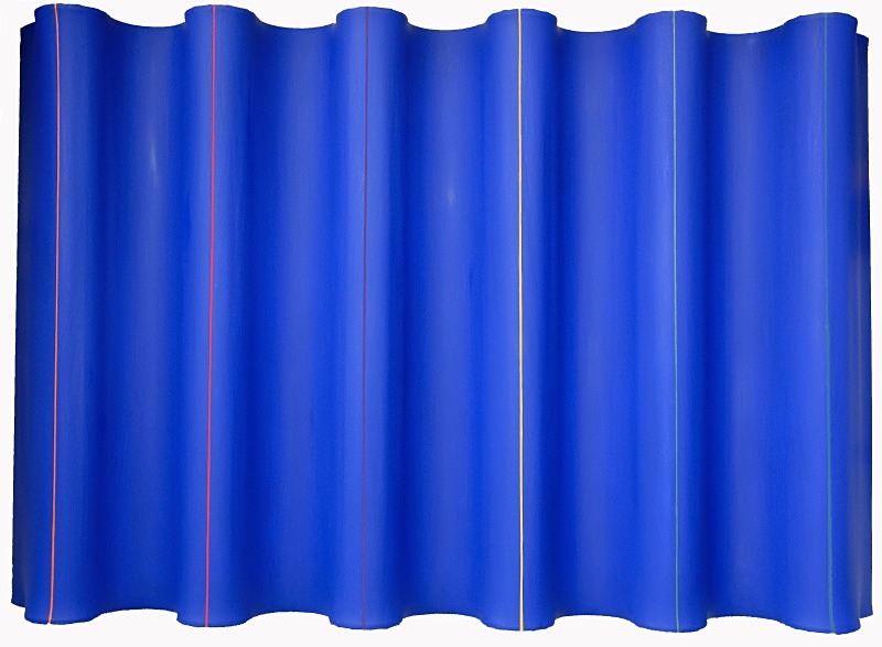 Goffered Blue 60in x 41in - Abstract