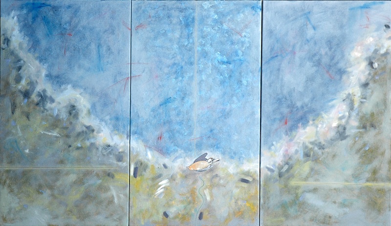 Triptych with Chaffinch  72in x 40in - Bird Paintings