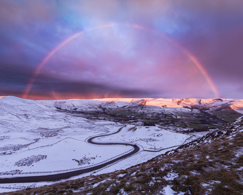 Winter rainbow at sunrise - Peak District & surrounding area