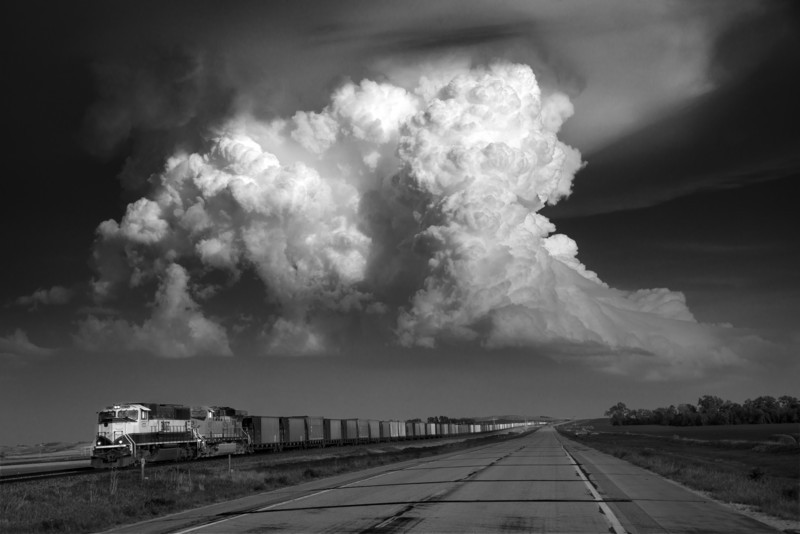 Convection over Freight train, Tornado alley, USA.