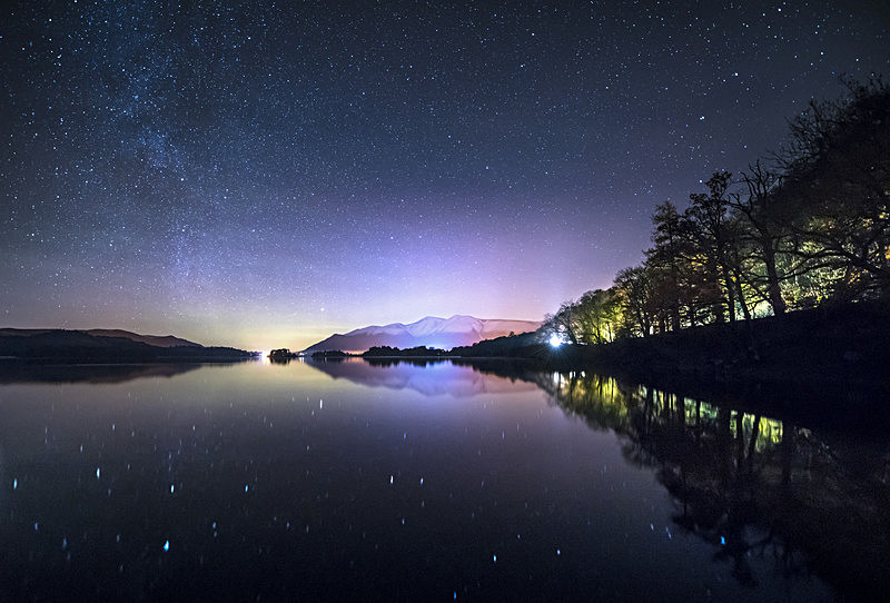 The Milky Way, Aurora Borealis, Autumn trees and snow capped mounatins - Lake District & Cumbria