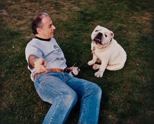 Man and Bulldog in Park, London,  1997 - Britain and Spain