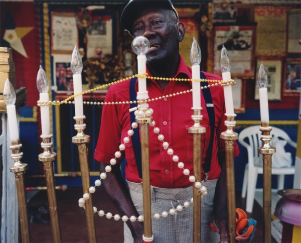 Reverend HD Dennis with Candelabra, Mississippi,  2000 - The True Gospel Preached Here