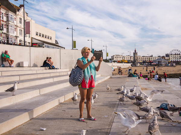 Woman and Seagulls Margate 2016 - Hear Victoria Here
