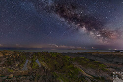 Meteors and the Milky Way off the Dublin Coastline