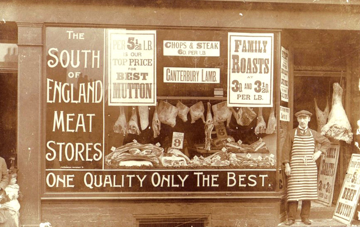 Old Photo of butchers in Plymouth Devon