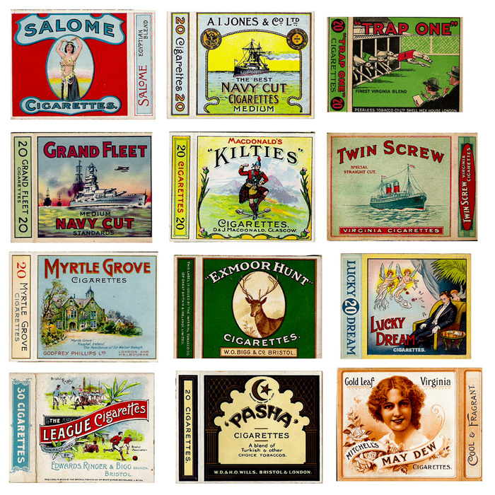 old cigarette packets from the 1900s